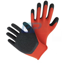Red Polyester/Nylon Black Crinkle Coated Rubber Latex Gloves Dipped Working Hand Gloves For Garden